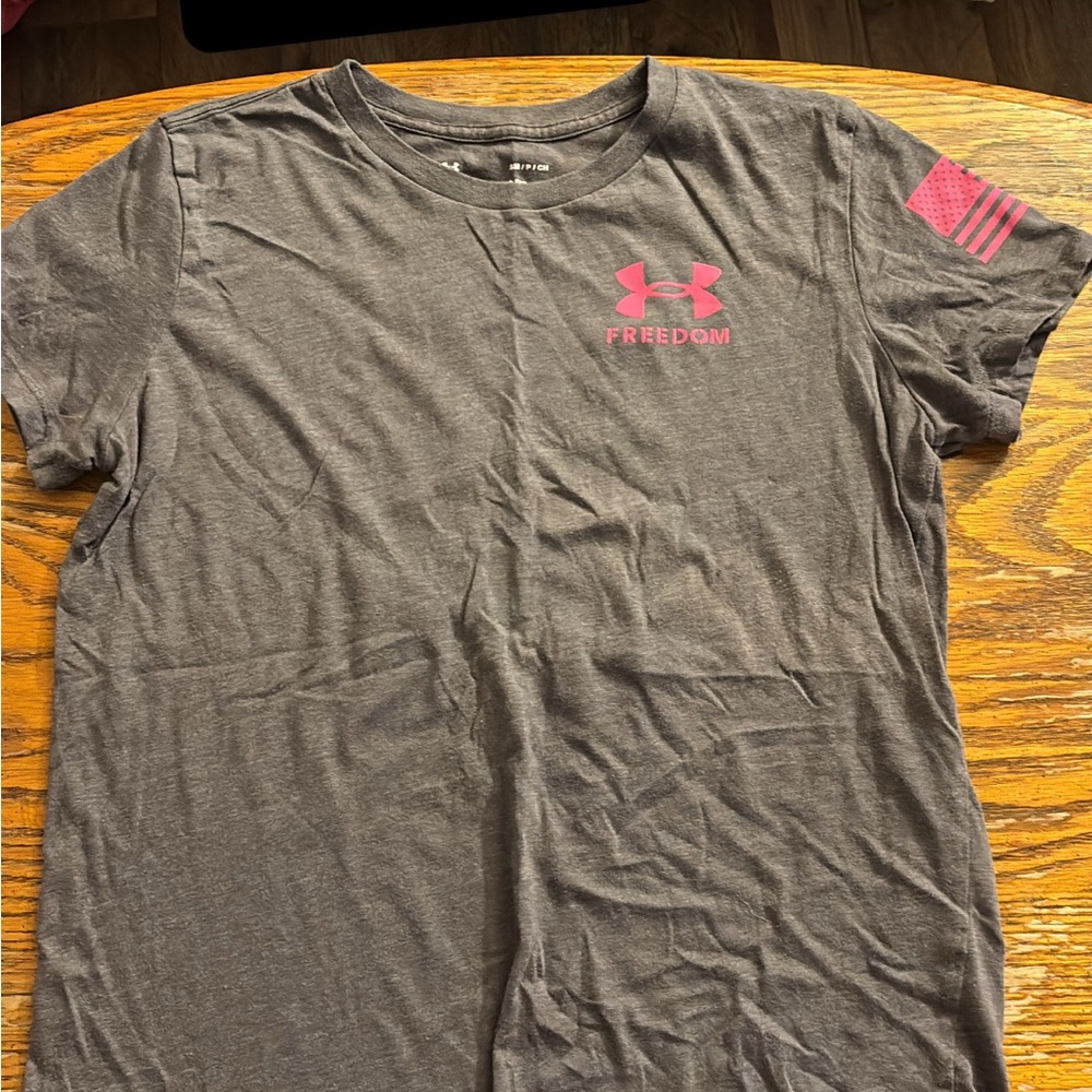 Under Armour Charcoal Tee with Pink Accents